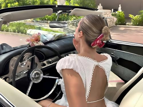 The OideGuiing Durable Acetate Hair Clips - 4-Inch Cherry Red Claw Clips for Fine and Thick Hair (Red)