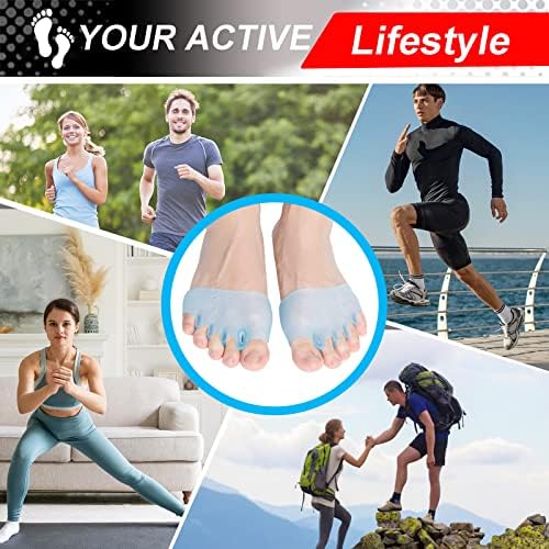 Toe Separators, (3 Pairs, Blue)Toe Spacers, With Soft & Breathable Metatarsal Pads, For Straighten Overlapping Toes, Realign Crooked Toes, Hammer Toe, Calluses, Bunions, Effectively Pain Relief