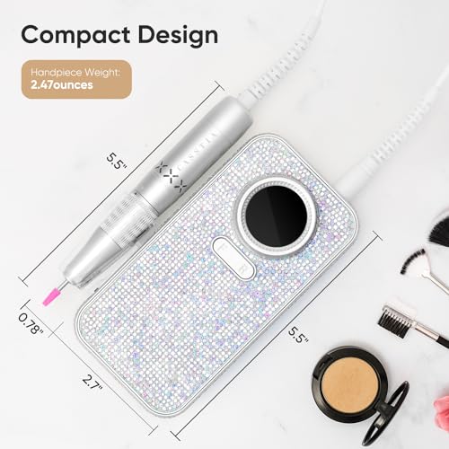 Upgrade Pro Nail Drill | Diamond Shine| 35000RPM High Tech Acrylic Fast Removal Electric Nail File | 6 Nail Drill Bits | Nail Tech Salon Use Manicure Pedicure