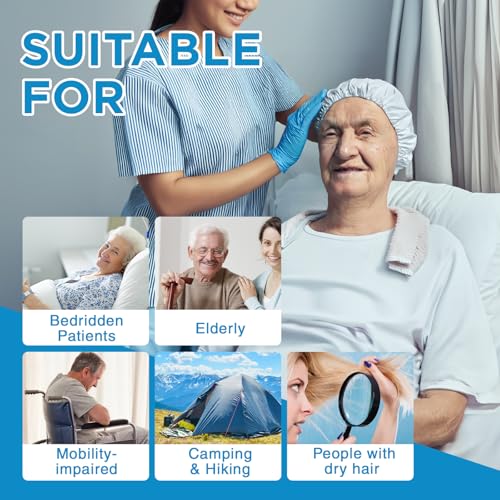 OK TAPE No Water Shampoo Cap (6 Packs), Microwaveable Rinse Free for Bedridden Patients or Elderly, Waterless Shampoo and Condition Hair, Aloe Vera Fragrance