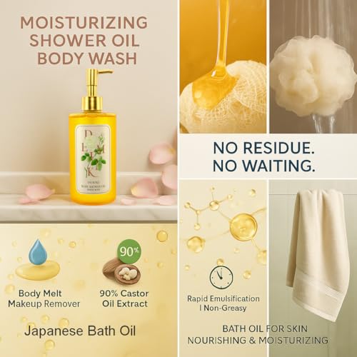 Moisturizing Bath Oil for Dry & Sensitive Skin. Nourishing & Hydrating Winter Care Shower Oil, Soothes & Softens, Locks in Moisture,10 Fl.oz (300ml)