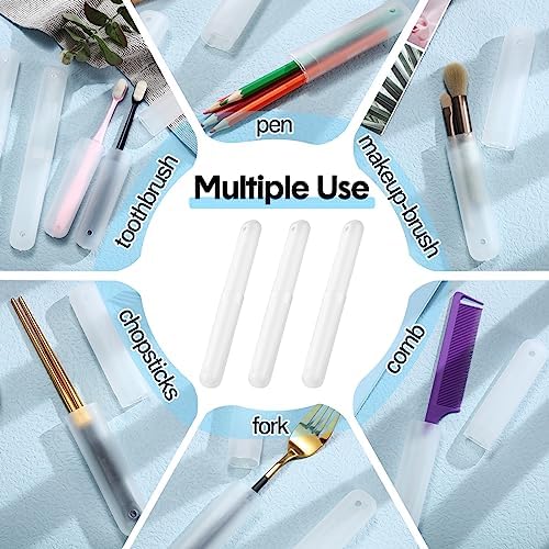 60 Pieces Plastic Toothbrush Holders Portable Travel Toothbrush Case Cover Protector Case Holders for Indoor Outdoor Travel Trip Home Camping School (Clear)