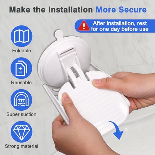 Shower Foot Rest, Pletpet Shower Ledge for Shaving Legs Withe Foldable Shower Step Pedal with Upgrade Industrial Suction Cup White Suction Cup Foot Rest for Shower Spa