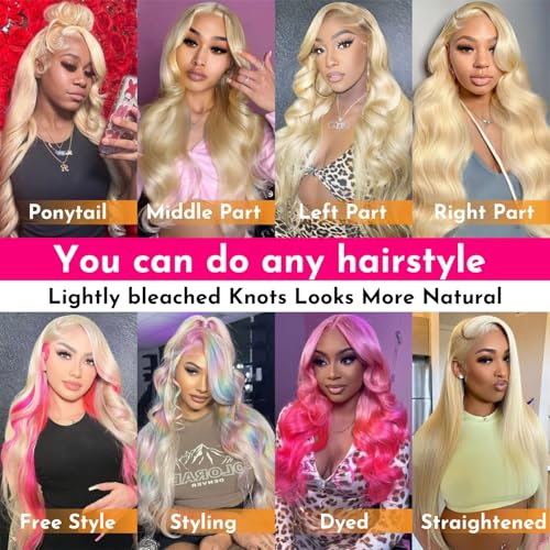 613 Lace Front Wigs Human Hair 13x1 Blonde Human Hair Wig 613 Blonde Wig Human Hair for Women Pre Plucked with Baby Hair Brazilian Blonde Body Wave Wigs 20inch