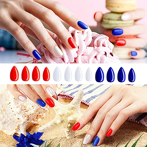 Maitys Almond Press on Nails 36 Colors 864 Pcs Press on Nails, Glossy Full Cover Fake Nails Colorful Artificial Nails for Women Girls Nail Salon Decorations