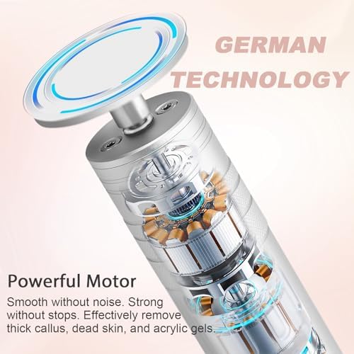 Kredioo Electric Foot Callus Remover Nano Glass Foot File German Technology Grinding Sanding Pedicure Tool for Feet Sensitive Skin Safe Adjust Speed R/F Direction Remove Thick Toe Nails