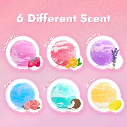 Unicorn Bath Bombs for Kids with Surprise Inside, 6 Pcs Oversized Handmade Bath Bombs with Jewelry Toys & Cross-Body Bag, Gift for Girls Aged 3-12, Christmas, Birthday