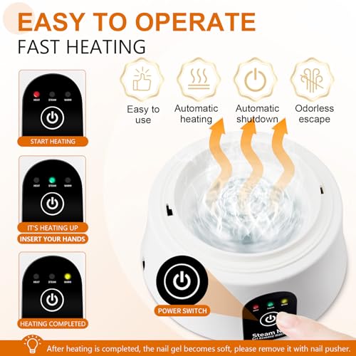 Nail Soaking Bowl, Electric Soak off Bowl Manicure Soaker for Gel Nail Polish Remover, Acrylic Nails, Dip Powder Remover, White