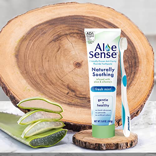 Naturally Soothing Toothpaste for Sensitive Teeth and Gum Care with Aloe Vera, Allantoin & Fresh Mint Flavor, Gentle & Natural, ADA Approved (5-oz, 2 Count)