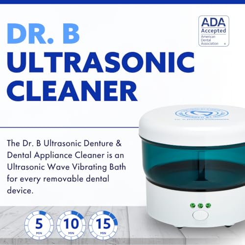 Dr. B Dental Solutions Ultrasonic Cleaner – Efficient Dental Cleaner with High-Frequency Waves for Removing Debris and Stains from Dentures, Night Guards, Retainers, and Aligners
