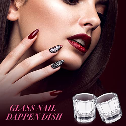 Cunhill 12 Pieces Dappen Dishes for Acrylic Nails Monomer Liquid Powder Glass Cups Clear Crystal Bowls Holders for Nail Extension Supplies