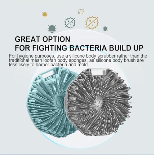 Silicone Body Scrubber Shower Brush Super-Exfoliating Body Brush with Non-Slip Strap, Eco-Friendly Bath Scrubber for Sensitive/All Skin Types, Gentle Massage & Effective Shower Exfoliation