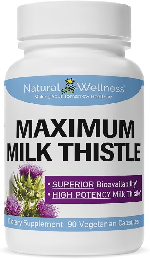 Natural Wellness Maximum Milk Thistle - 720mg Daily Dose (3x 240mg Capsules) - Potent Liver Detox & Repair Supplement, Non-GMO, Gluten-Free, Vegan, USA-Made - Advanced Fatty Liver & Enzyme Health