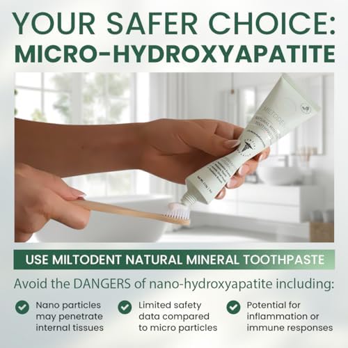 MILTODENT Premium Hydroxyapatite Toothpaste – 15% Micro-Hydroxyapatite | Fluoride-Free, Best Taste, Foam-Free, Natural Mineralizing | Safe Alternative to Nano-Hydroxyapatite | SLS-Free & Natural 4oz