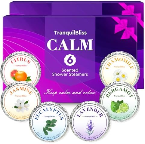 Shower Steamers, Shower Bombs with Natural Fragrance, Self Care& Relaxation, Mother's Day, Christmas Birthday for Women and Mom, Individually Packaged, Purple Set 2 Packs（12 Tablets）