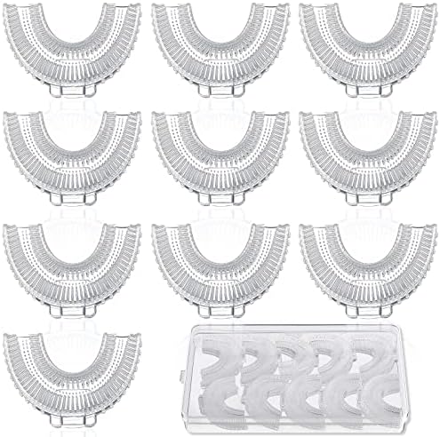 Patelai 10 Pcs U Shaped Replacement Toothbrush Heads Kids Silicone Brush Head with Storage Box, 360 Degree Oral Teeth Cleaning for Children Electric Manual Toothbrushes Replace