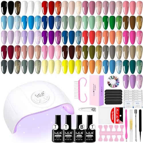 Gel Nail Polish Kit with UV Light, ARCWEISSO 66 Pcs Gel Nail Polish Set with Base and Matte&Glossy Top Coat Soak Off All Season Nail Set Manicure Tools Nail Art