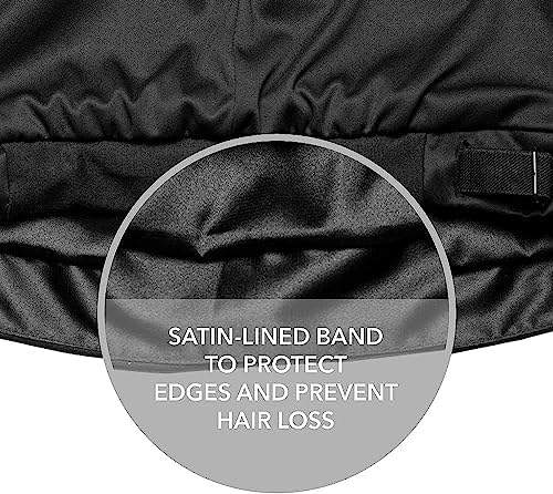 Hairbrella Satin Lined Adjustable Sleep Cap - Sleeping Caps for Women to Protect Hair, Satin Band Edge, Silk Bonnet