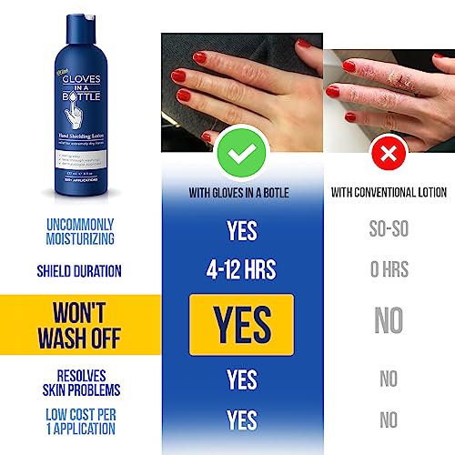Gloves In A Bottle Non Greasy Healthcare Workers Hand Creams – Hand Cream for Nurses – Silicone Glove Cream – Water Resistant Dry Cracked Hands Treatment – Relief for Eczema – 2 oz & 8 oz with Pump
