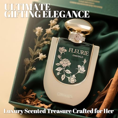 Riiffs Fleurie Emerald Women Perfume with Vanilla, Caramel, Floral, Lemon Scent - Eau de Parfum Long-Lasting Fragrance for Women, 3.40 Ounce / 100 ml