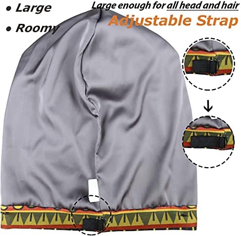 Sleep Cap Satin Bonnet Extra Large African Print Hair Wrap for Curly Hair, Locs Black Women