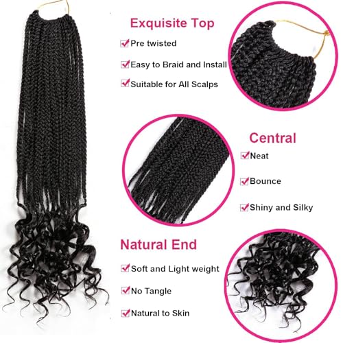 7 Packs 18 Inch Bohemian Goddess Box Braids Crochet Hair for Black Women (18 Inch, 1B#)