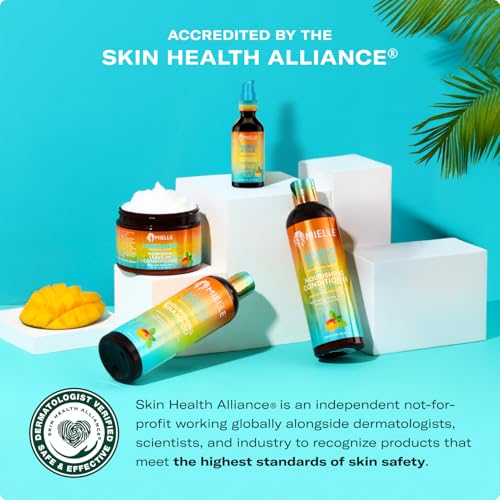 Mielle Organics Mango & Tulsi Nourishing 3-in-1 Hair Serum - Hair & Scalp Serum for Frizz Control, Split Ends & Moisture Balance - Strengthens & Seals Cuticles with Nutrients (12 Fl Oz)