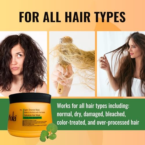 Satin Strands Mask for Dry, Color Damaged Hair – Deep Conditioner Hair Treatment Softens Dry Hair, Repairs Damage, & Revitalizes Scalp – Gotu Kola Herb, Essential Oils, & Keratin Hair Mask