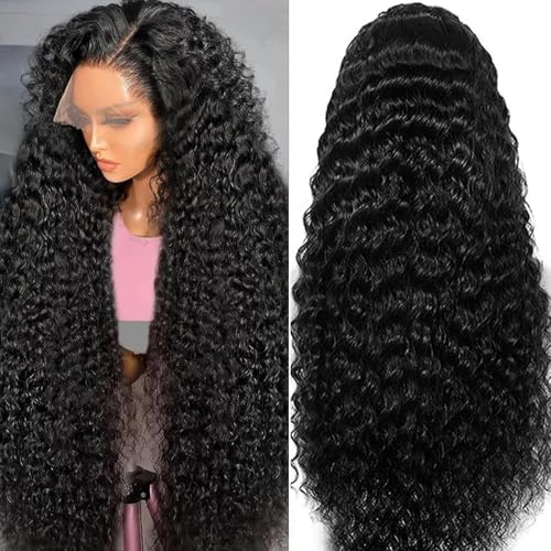 Deep Wave Lace Front Wigs Human Hair 200% Density 13x6 HD Transparent Deep Wave Frontal Wigs Human Hair With Baby Hair(26 Inch)