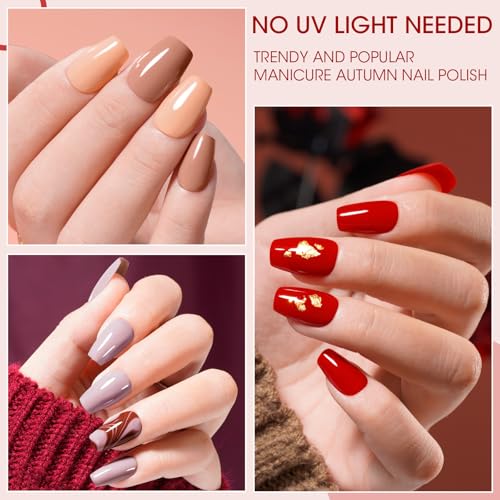 GELLEN Nail Polish Set, Quick Dry Natural Traditional Regular Nail Polish 6 Colors Nude Red Kit for Acrylic Natural Nails Home Salon, Non Gel, No UV, Hema Free, Non-toxic