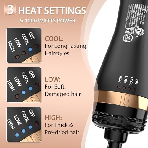 Hair Dryer Brush Blow Dryer Brush in One for Drying and Straightening, Volumizer Multi-Styler for All Hair Types, Frizz-Free Blowout Brush for Salon Quality