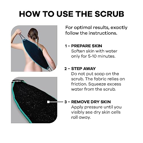 Dermasuri Deep Exfoliating Back Scrubber -Bath & Shower Back Scrub - Body Exfoliator Scraper Tool - Deep Exfoliation Body Cleaner for Shower, 27" Long, 8" Wide