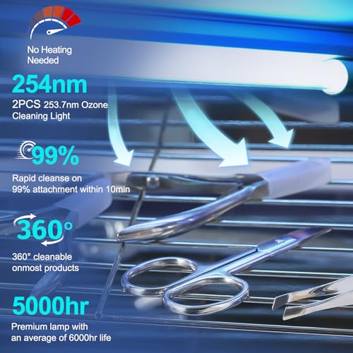 Nail Tool Cleaning Machine, 12L High Capacity Multi-Functional Nail Cleaner Box Manicure Tool Cleaning Cabinet Salon Equipment for Spa Beauty Home Metal Tools