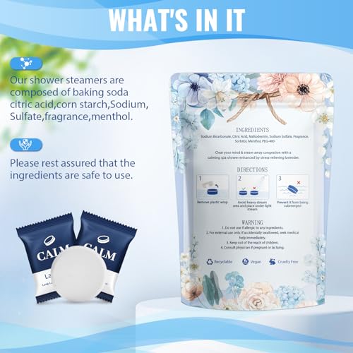 Shower Steamers-15 Pack Shower Bombs with Lavender Scent, Self-Care Presents for Women Who Have Everything, Relaxation Birthday Presents for Women, Valentines Day Presents for Her