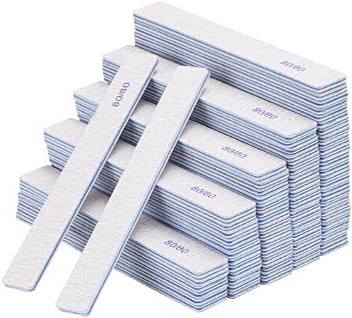 50pcs 80/80 Grit Nail Files Acrylic Nails Emery Boards File Professional Nail Art Tools for Home,Salon,Strong,Double Sided