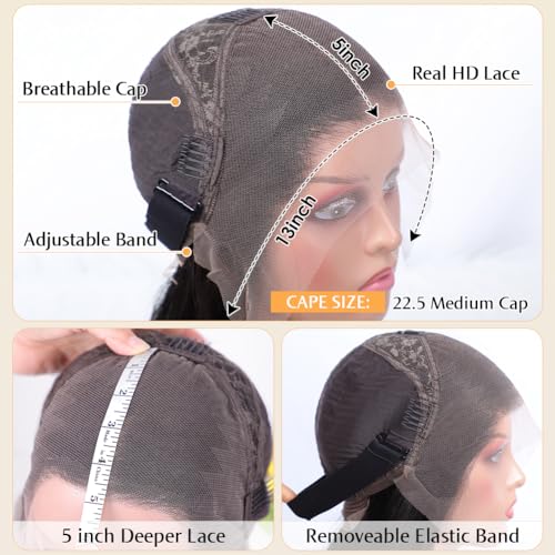 Flady 12 inch Straight Bob Wig Human Hair 13x4 HD Frontal Lace Wig Short Bob Wigs for Women Glueless Bob Lace Front Wigs Human Hair Pre Plucked 150% Density Natural Black Color