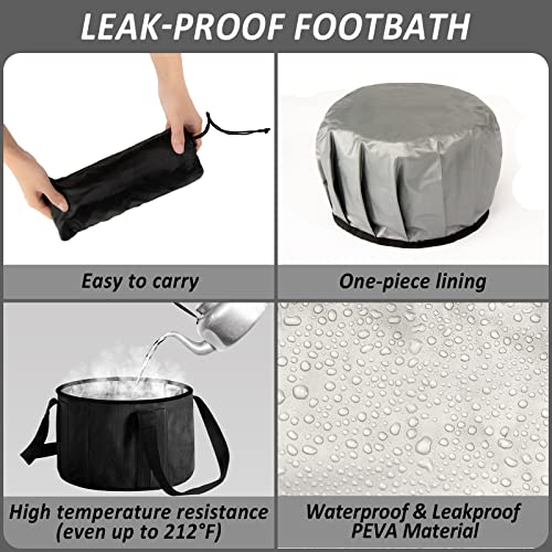 Foot Bath Basin 20L Collapsible Bucket, Portable Foot Soak Tub Feet Soaking Bucket for Outdoor Travel, Camping, Fishing(Black)