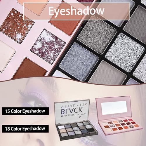 All In One Makeup Kit, Travel Makeup Kit, Makeup Gift Set, Makeup Kit for Women Full Kit, Makeup Bundle Includes Foundation Eyeshadow Palette Lipstick Eyeliner Mascara Contour Stick Cosmetic Brush Set