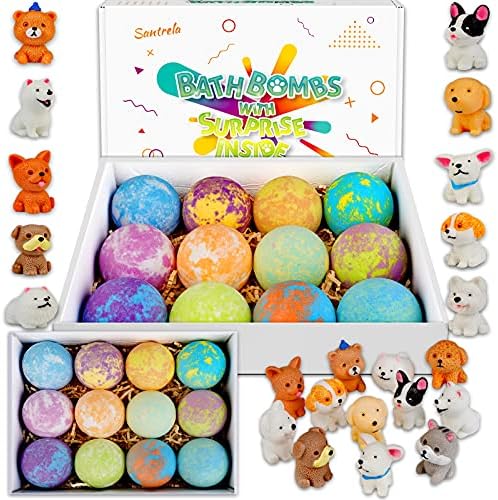Bath Bombs for Kids with Toys Inside for Girls Boys - 12 Set Surprise Bubble Bath Fizzies, Colorful Handmade Kids Safe and Gentle Spa Bath Fizz Balls Kit, Birthday Christmas Gift (Package May Vary)