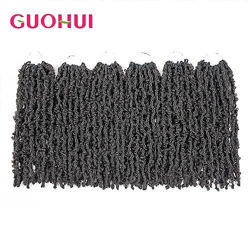 GUOHUI Super Light Butterfly Locs Crochet Hair 12 Inch 6 Packs Pre-Looped Soft Distressed Faux Locs Braids for Women Kids (12 Inch,1B#)