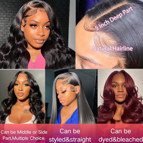 5x5 Hd Lace Closure Human Hair Hd Closure Body Wave Closure 12A Virgin Remy Human Hair for Black Women 5x5 Transparent Lace Frontal Closures Pre Plucked Natural Black 12 Inch