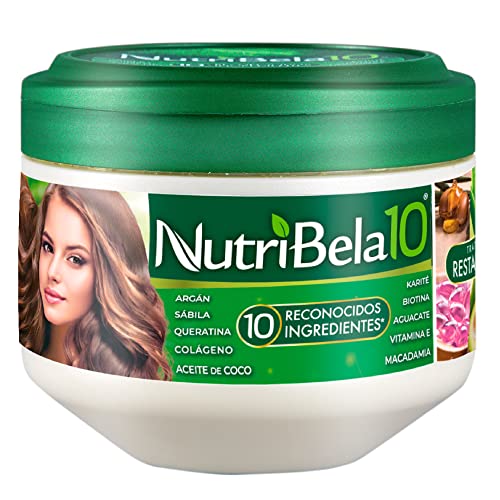 Nutribela Hair Mask for damaged dry hair treatment with Avocado Argan Collagen Coconut oil Keratin Aloe Vera Vitamin E Serum Shea Macadamia Deep Conditioner Curly Frizzy cabello maltratado 17Onz