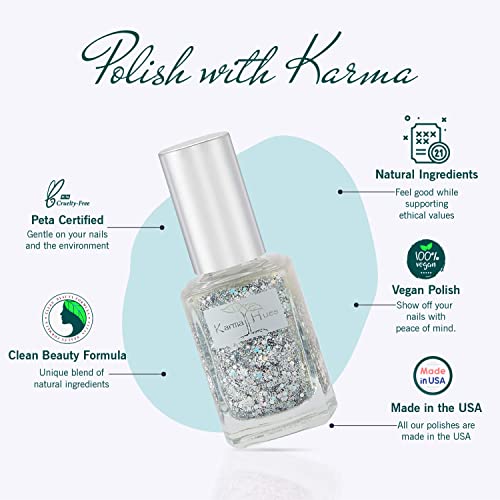 Karma Organic Natural Nail Polish-Non-Toxic Nail Art, Vegan and Cruelty-Free Nail Paint (Glitter Bomb)