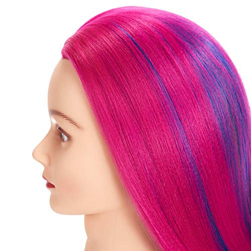 Training Head 26"-28" Mannequin Head Hair Styling Manikin Cosmetology Doll Head Synthetic Fiber Hair Hairdressing Training Model Free Clamp (1711W0320)