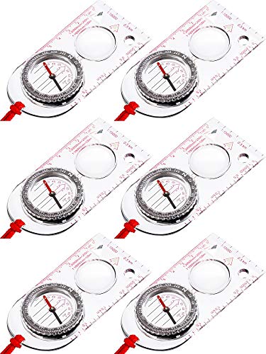 Gejoy 6 Pieces Navigation Backpacking Compass Orienteering Hiking Compass Map Reading Compass for Scout Kids Outdoor Camping (Style 2)