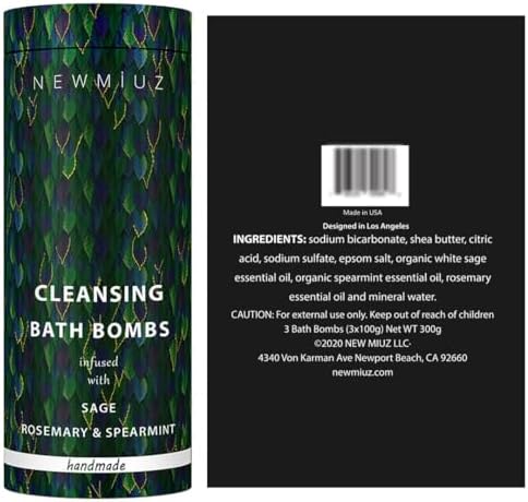 Sage Bath Bombs Spiritual Bath Energy Clearing Protection Shielding Smokeless Smudging Sage Rosemary and Spearmint Relaxation Stress Relief Spa Gift