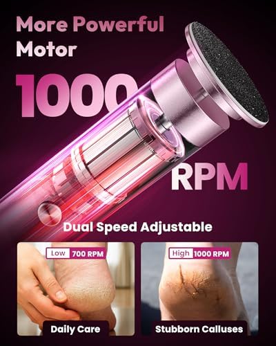 AWROSE Callus Remover for Feet, Cordless Electric Foot Callus Remover with Rechargeable 2600mAh High-Capacity, 6.2IN Aluminum Foot File,Professional Pedicure Tools for Dead/Hard/Dry Skin&Cracked Heels