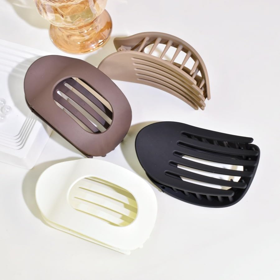 4Pcs Flat Hair Clips, Strong Hold French Flat Claw Clips for Women for Thick Thin Hair, Style Medium Classic Hair Barrettes (Set A)