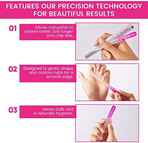 Dr. Dana Glass Nail File with Case - Premium Double-Sided Etched Crystal Nail File for Natural Nails, Protective Travel Case Included – Ideal Self Care Gift, Professional Quality by Dr. Dana