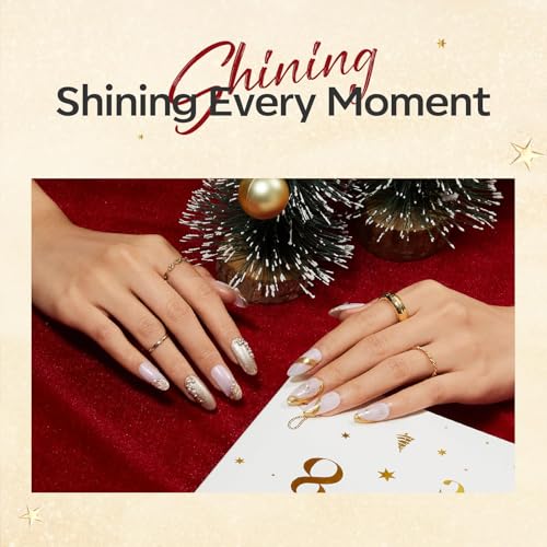 Modelones 8 Colors Gel Nail Polish Kit with U V light, Green Cat Eye Red Gold Sparkle White Glitter Pink Complete Manicure Set Nail Strengthener Base Top Coat Chrome Powder Holiday Gift for Women